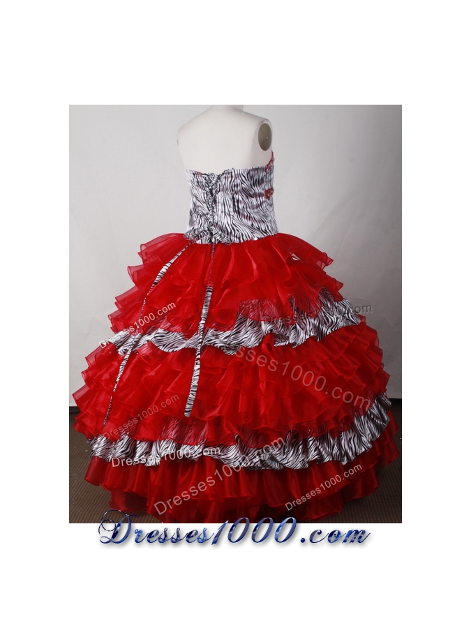Elegant Ball Gown Strapless Floor-length Red Quinceanera Dress