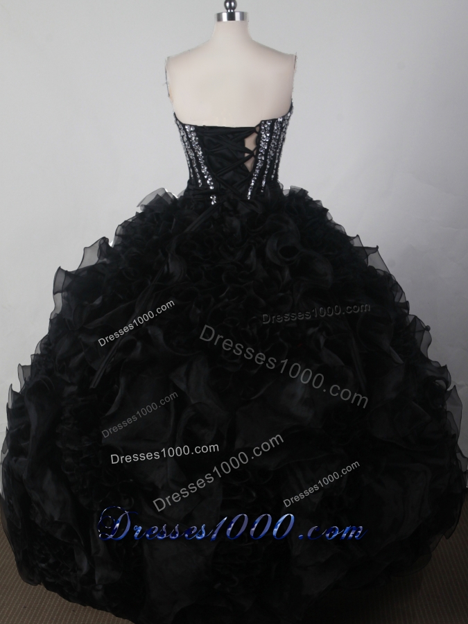 Beautiful Ball Gown Strapless Floor-length Black Quinceanera Dress
