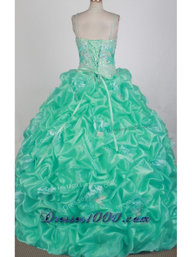 Beautful Ball Gown Straps Floor-length Teal Quinceanera Dress