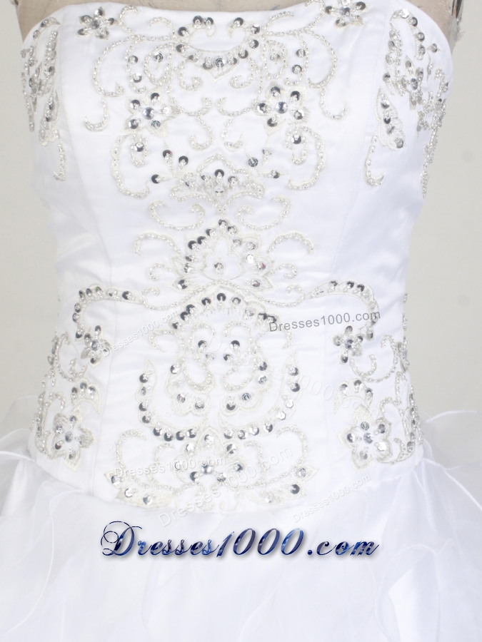 Classical Ball Gown Strapless Floor-length White Quinceanera Dress