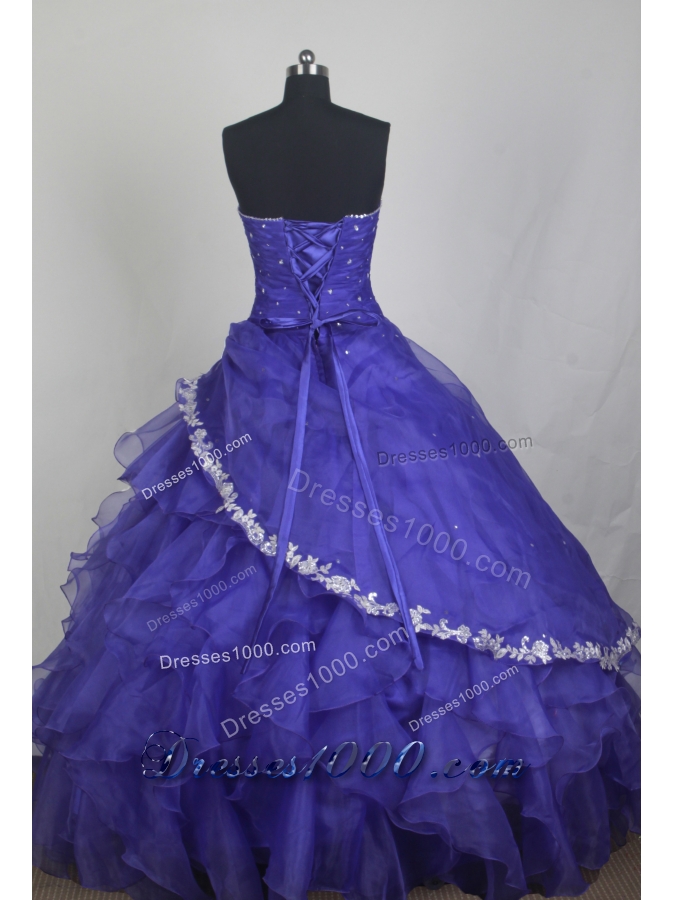 Exclusive Ball Gown Sweetheart Neck Floor-length Blue Quinceanera Dress