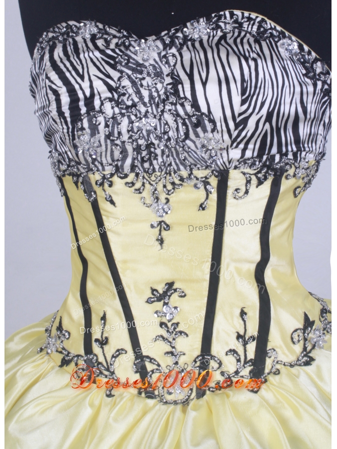 Luxurious Ball Gown Sweetheart Floor-length Yellow Quinceanera Dress