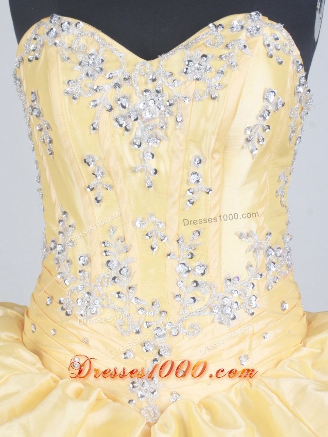 Luxurious Ball Gown Sweetheart Floor-length Yellow Quinceanera Dress