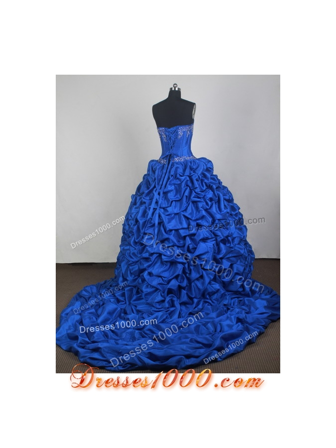 Luxurious Ball Gown Sweetheart Neck Floor-length Blue Quinceanera Dress