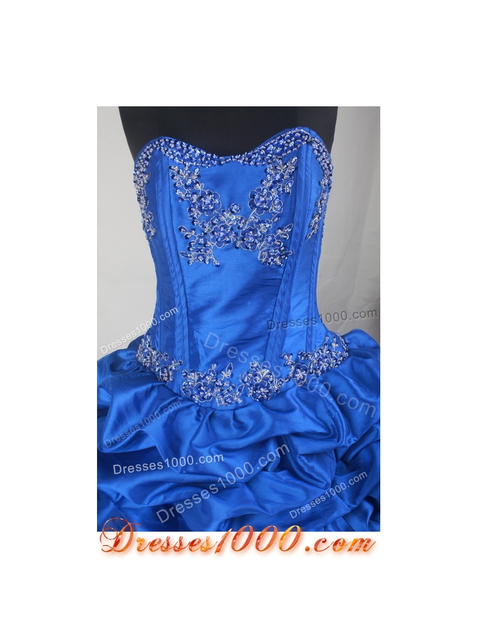 Luxurious Ball Gown Sweetheart Neck Floor-length Blue Quinceanera Dress