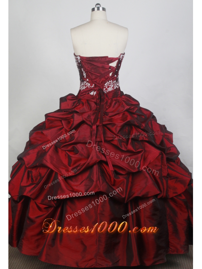 Exquisite Ball Gown Sweetheart Neck Floor-length Burgundy Quinceanera Dress