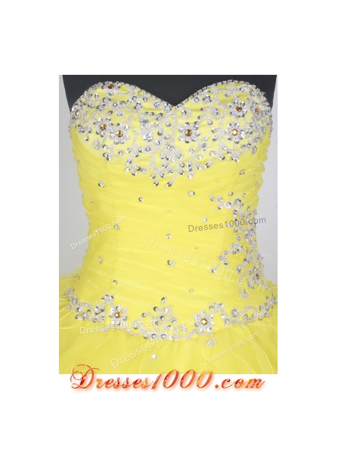 Gorgeous Ball Gown Sweetheart Neck Floor-length Yellow Quinceanera Dress