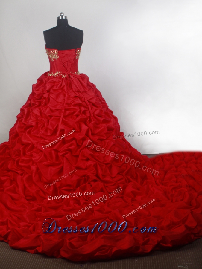 Romantic Ball Gown Strapless Floor-length Red Quinceanera Dress