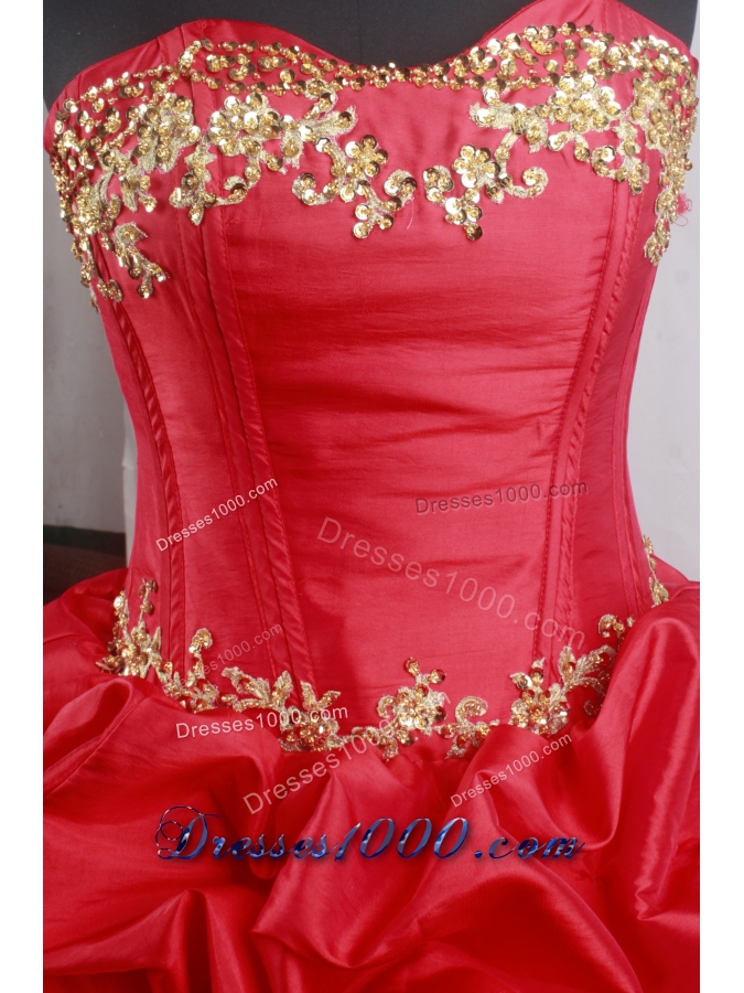 Romantic Ball Gown Strapless Floor-length Red Quinceanera Dress
