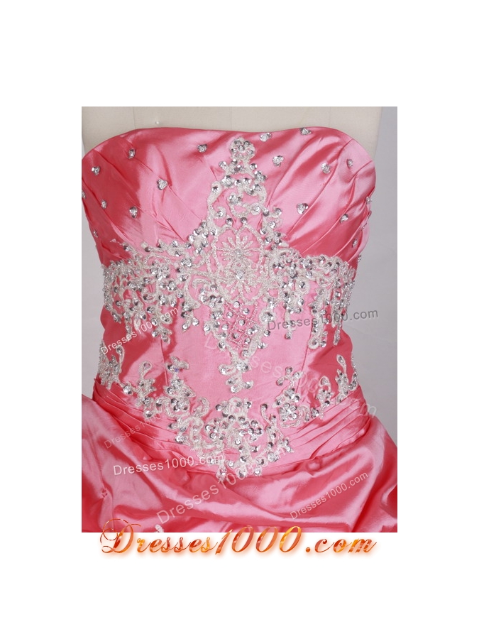 Luxurious Ball Gown Strapless Floor-length Watermelon Quinceanera Dress