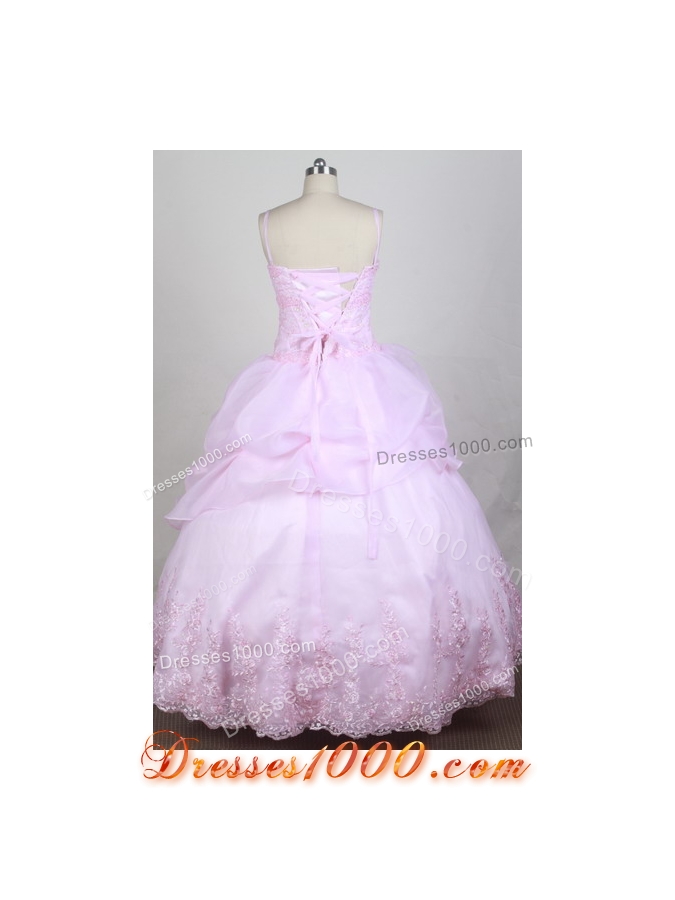 Sweet Ball Gown Straps Floor-length Pink Quincenera Dresses