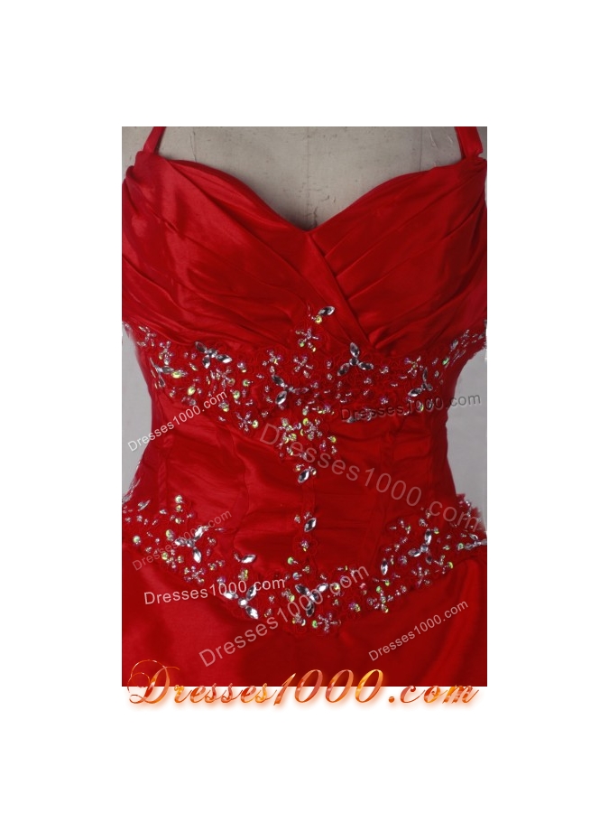Beautiful Ball Gown Halter Floor-length Red Quincenera Dresses