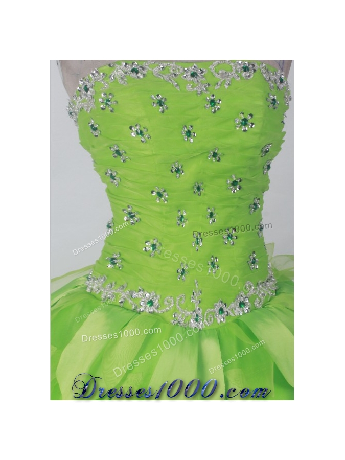 Beautiful Ball Gown Strapless Floor-length Green Quincenera Dresses
