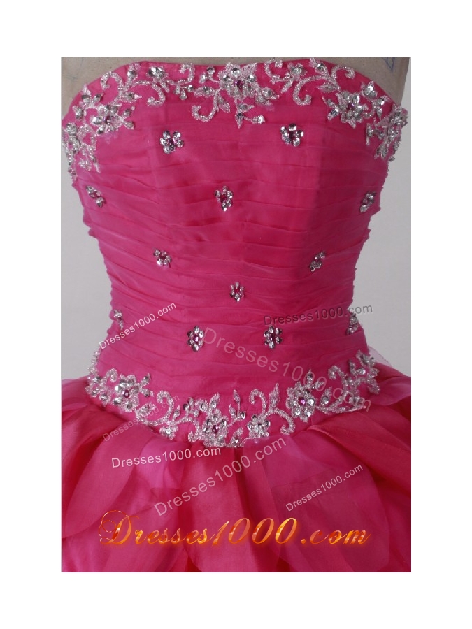 Beautiful Ball Gown Strapless Floor-length Hot Pink Quincenera Dresses