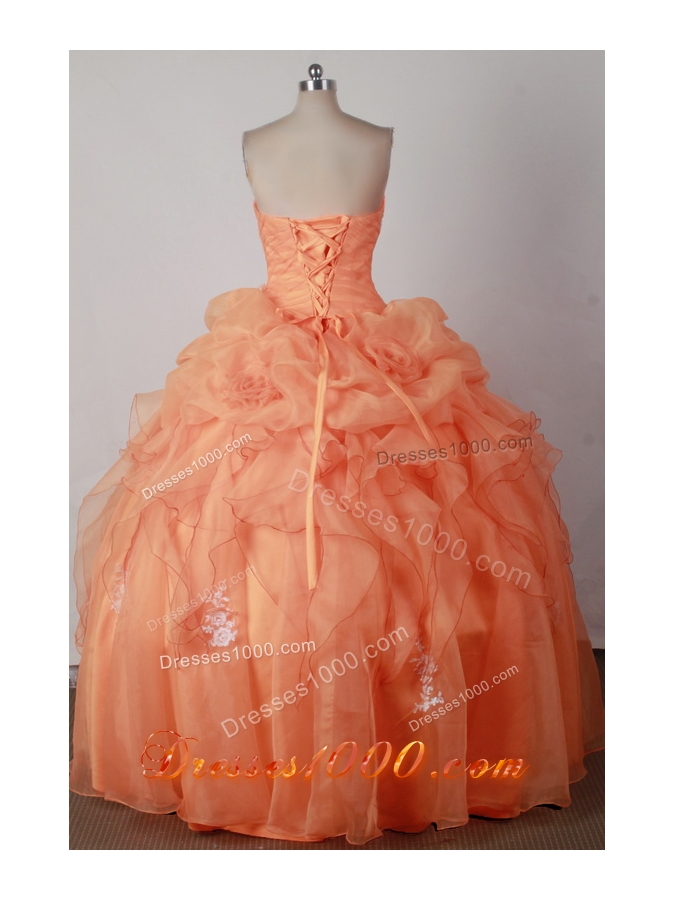 Beautiful Ball Gown Sweetheart Neck Floor-length Orange Red Quincenera Dresses