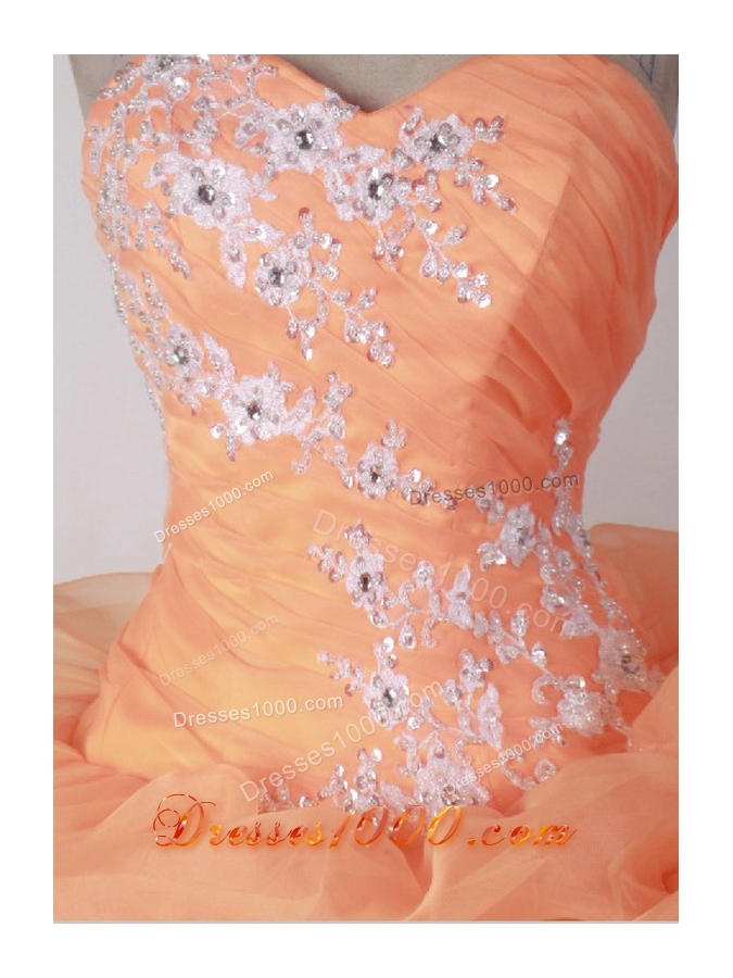 Beautiful Ball Gown Sweetheart Neck Floor-length Orange Red Quincenera Dresses