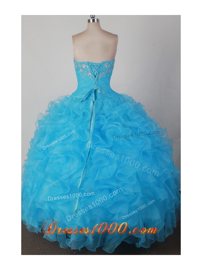 Brand New Ball Gown Strapless Floor-length Aqua Quincenera Dresses