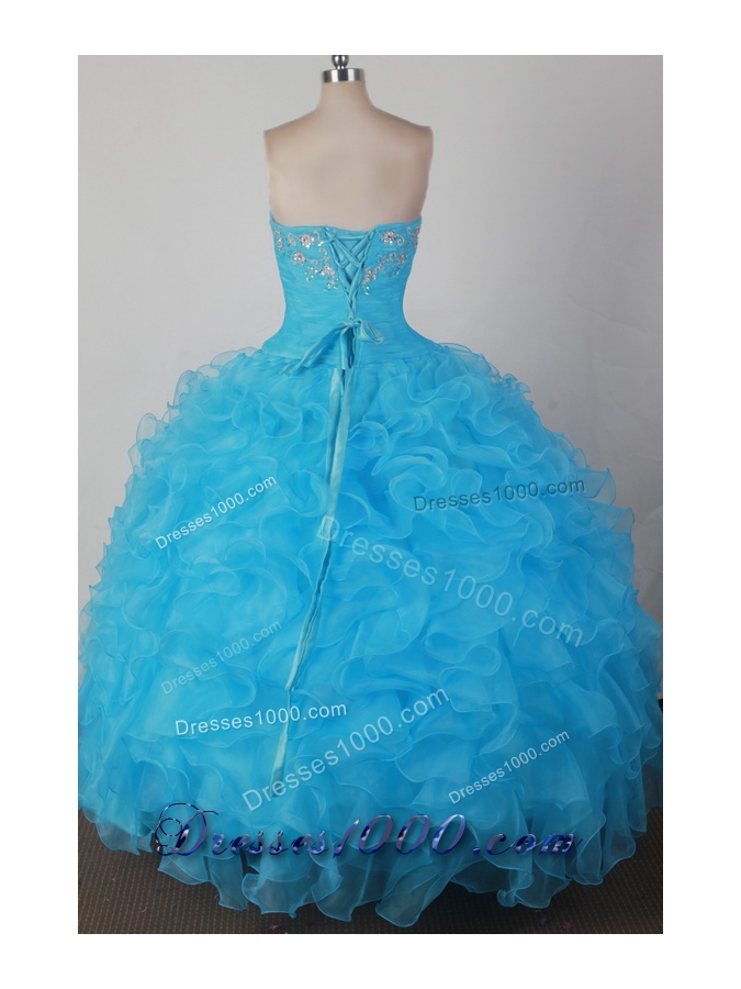 Brand New Ball Gown Strapless Floor-length Aqua Quincenera Dresses