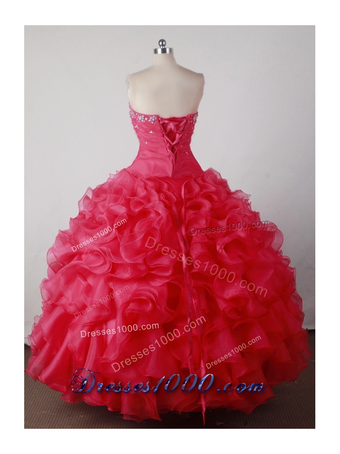 Brand New Ball Gown Sweetheart Floor-length Red Quincenera Dresses