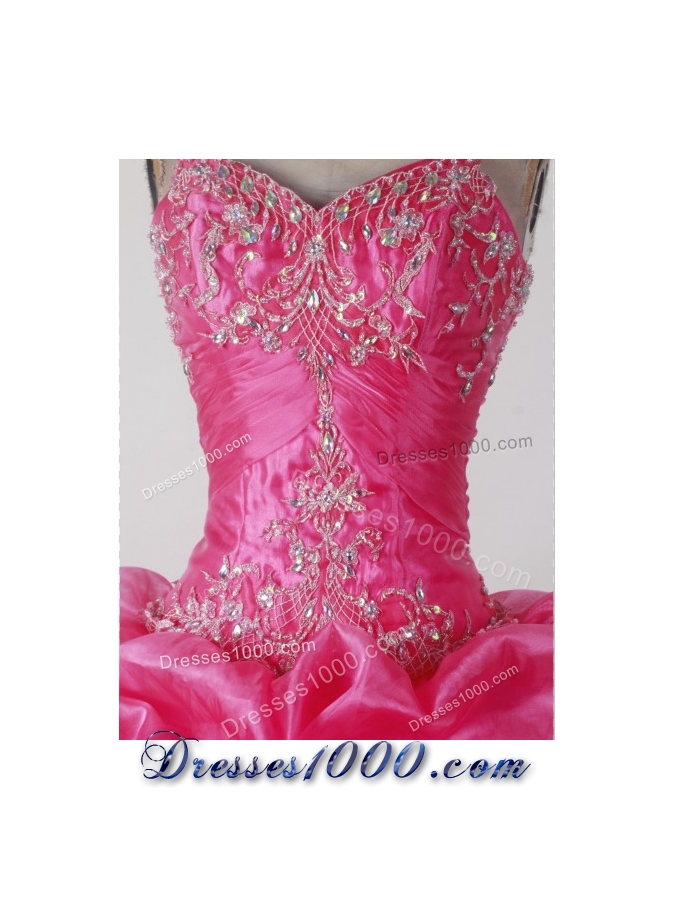 Elegant Ball Gown Straps Floor-length Hot Pink Quincenera Dresses