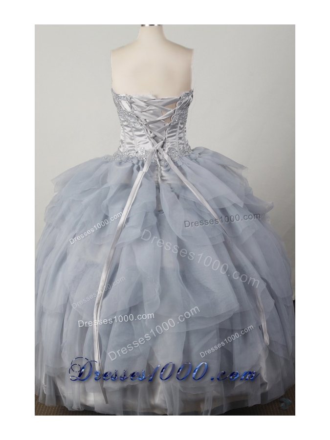 Elegant Ball Gown Sweetheart Floor-length Silver Quincenera Dresses