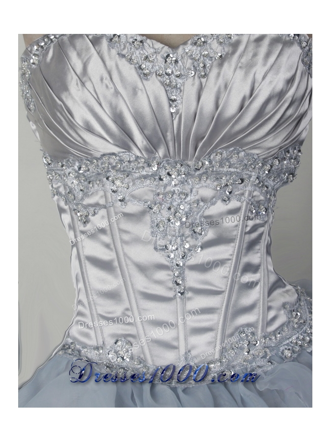 Elegant Ball Gown Sweetheart Floor-length Silver Quincenera Dresses