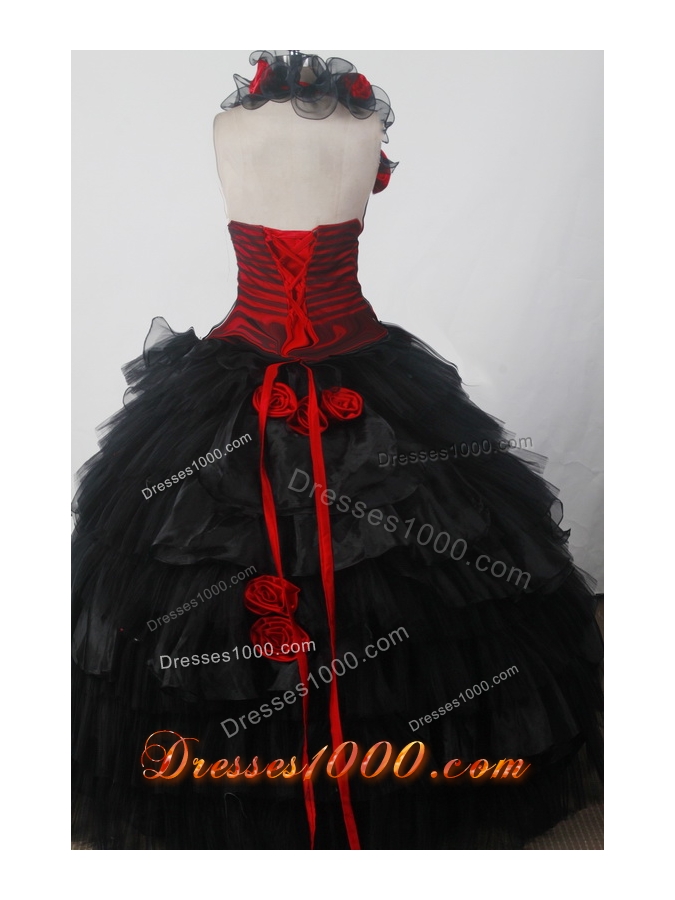 Fashionable Ball Gown Halter Floor-length Black Quincenera Dresses