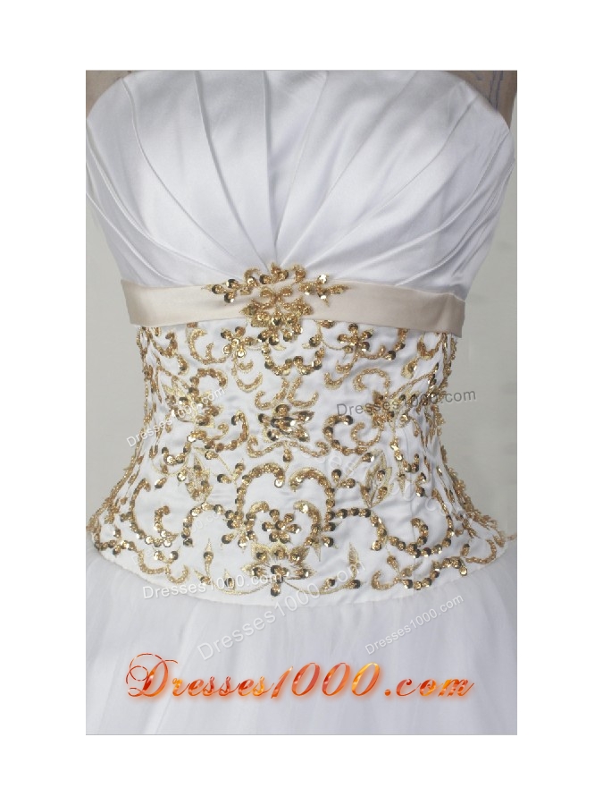 Simple Ball Gown Strapless Floor-length White Quincenera Dresses