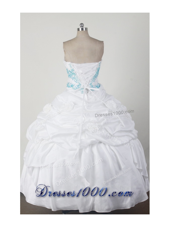 Simple Ball Gown Strapless Floor-length White Quincenera Dresses