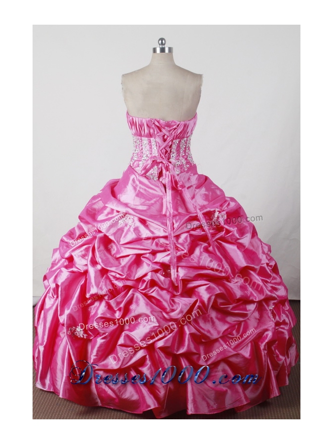 Sweet Ball Gown Strapless Floor-length Hot Pink Quincenera Dresses