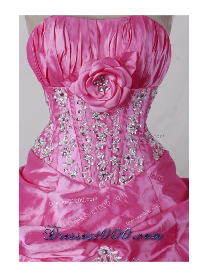 Sweet Ball Gown Strapless Floor-length Hot Pink Quincenera Dresses