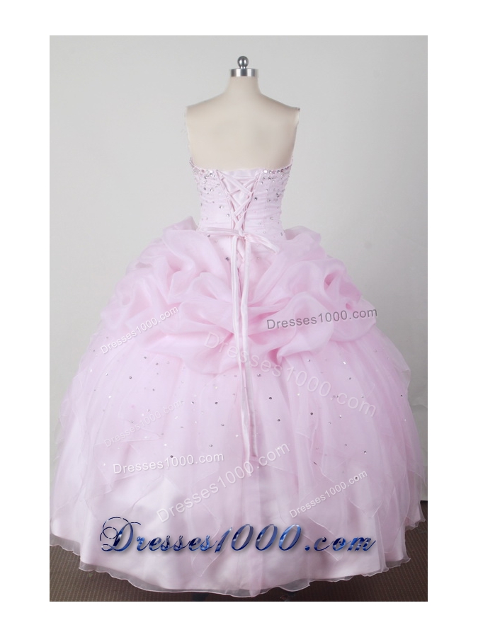 Sweet Ball Gown Strapless Floor-length Pink Quincenera Dresses