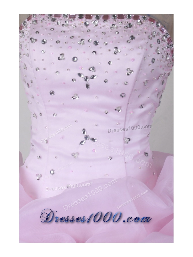 Sweet Ball Gown Strapless Floor-length Pink Quincenera Dresses