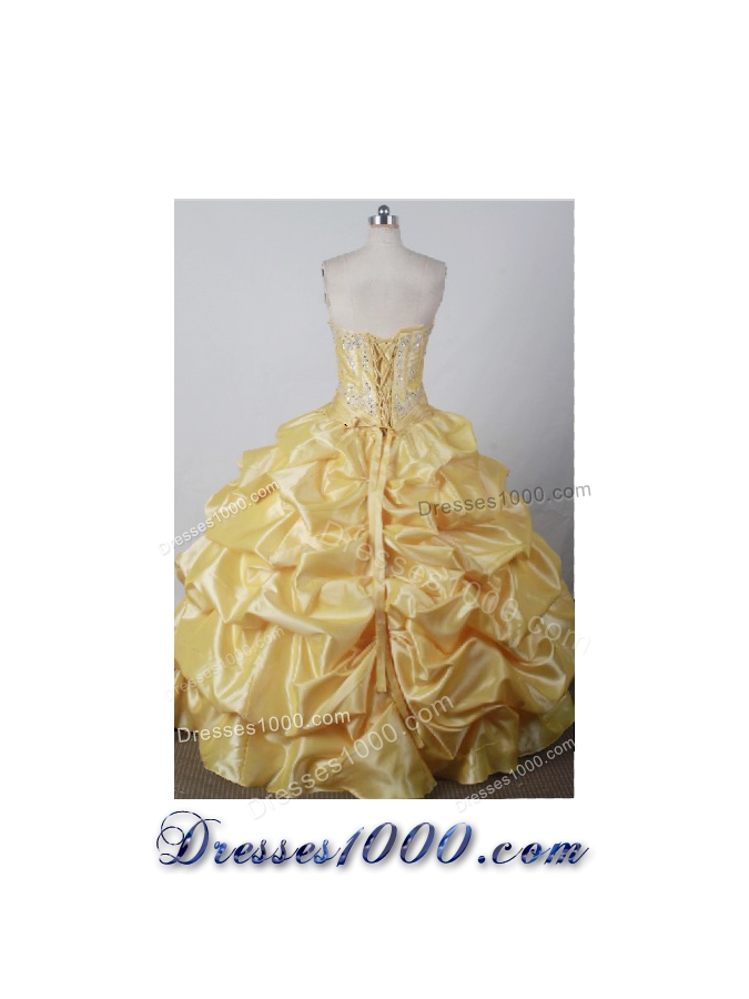 Sweet Ball Gown Sweetheart Floor-length Yellow Quincenera Dresses