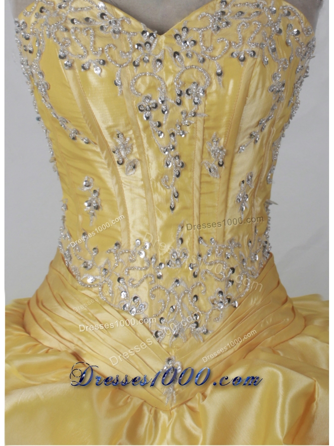 Sweet Ball Gown Sweetheart Floor-length Yellow Quincenera Dresses