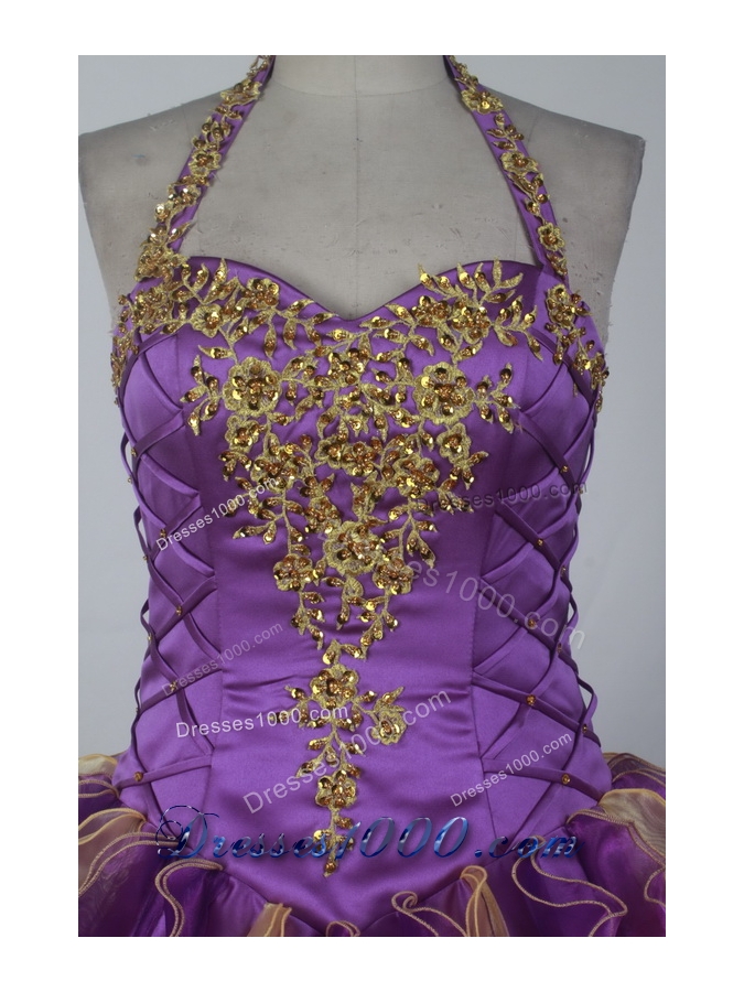 2012 Brand New Ball Gown Halter Top Neck Floor-Length Quinceanera Dress