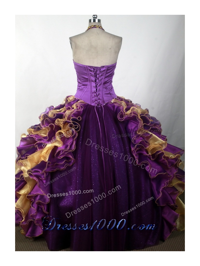 2012 Brand New Ball Gown Halter Top Neck Floor-Length Quinceanera Dress