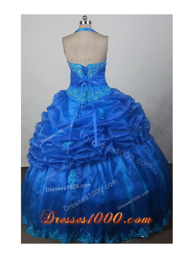 2012 Exquisite Ball Gown Halter Top Floor-Length Quinceanera Dress