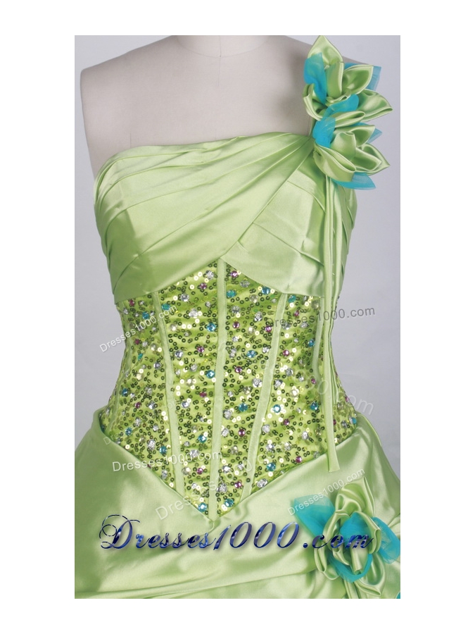 2012 Pretty Ball Gown One Shoulder Neck Floor-Length Quinceanera Dresses