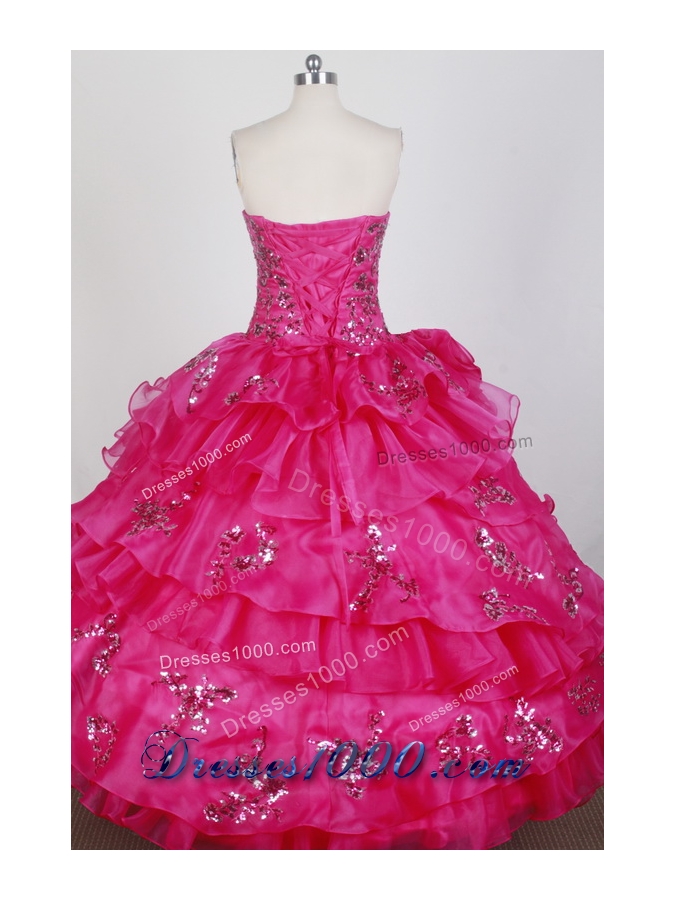 Beautiful Ball Gown Strapless Floor-length RedQuinceanera Dress