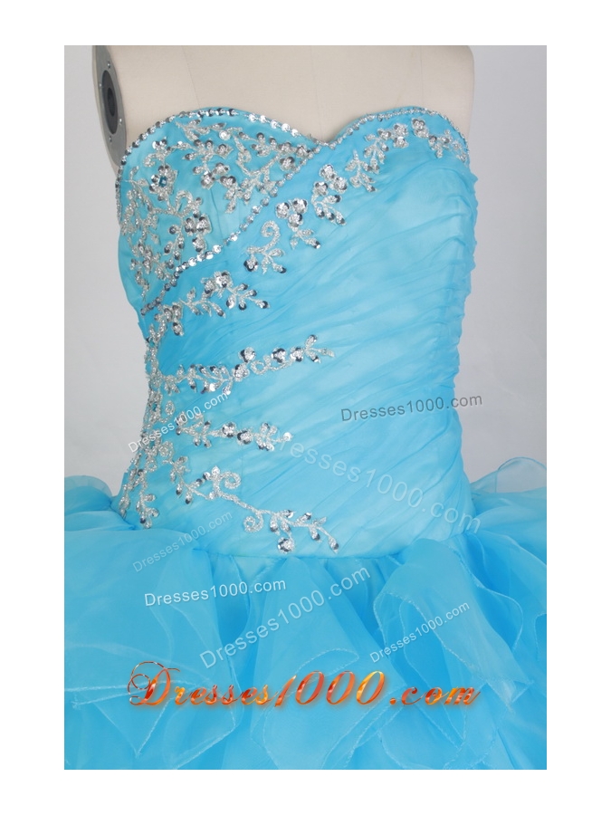 Beautiful Ball Gown Sweetheart Floor-length Aqua Quinceanera Dress