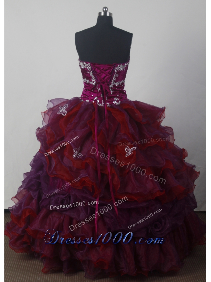 Cheap A-line Strapless Floor-length Organza Colorful Quinceanera Dress Style