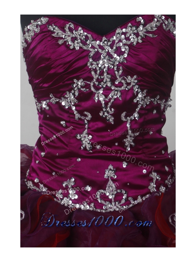 Cheap A-line Strapless Floor-length Organza Colorful Quinceanera Dress Style