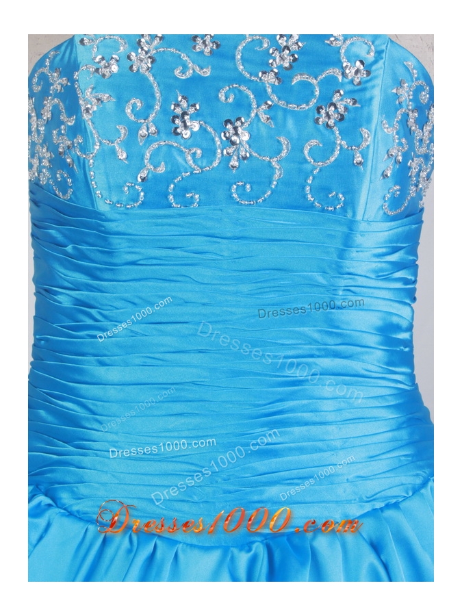 Classical Ball Gown Strapless Floor-length Baby Blue Quinceanera Dress