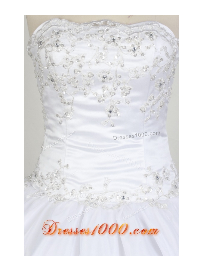 Elegant Ball Gown Strapless Floor-length White Quinceanera Dress