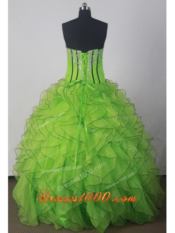 Fashionable A-line Strapless Floor-length Green Quinceanera Dress