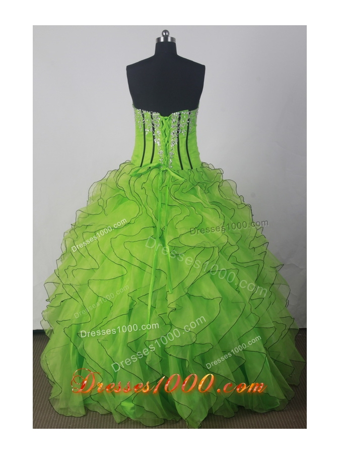 Fashionable A-line Strapless Floor-length Green Quinceanera Dress