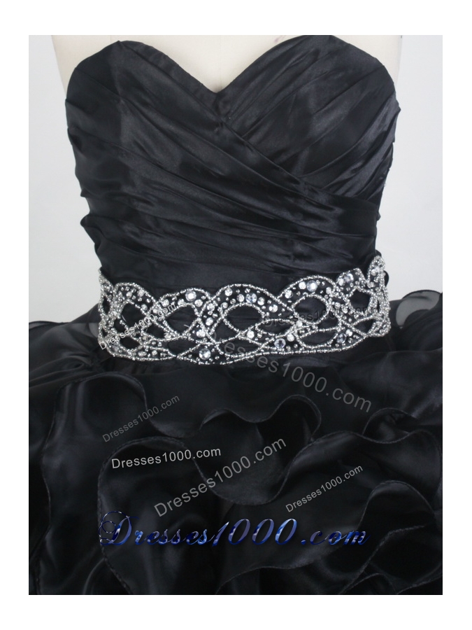 Luxurious Ball Gown Sweetheart Floor-length Black Quinceanera Dress