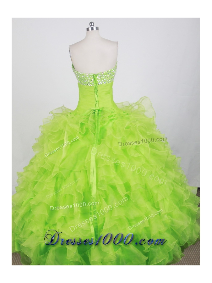 Modest Ball Gown Strapless Floor-length Spring Green Quinceanera Dress