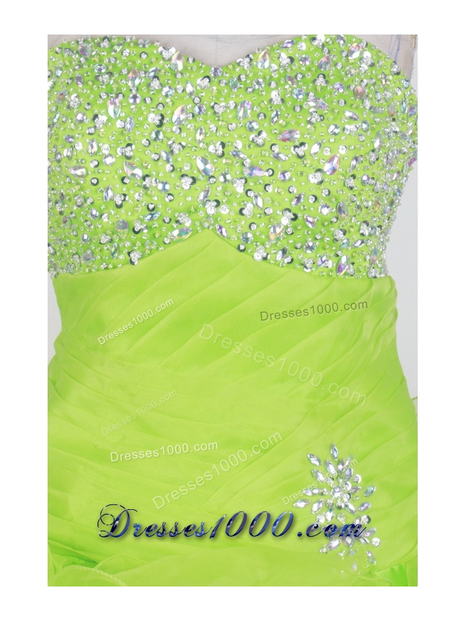 Modest Ball Gown Strapless Floor-length Spring Green Quinceanera Dress